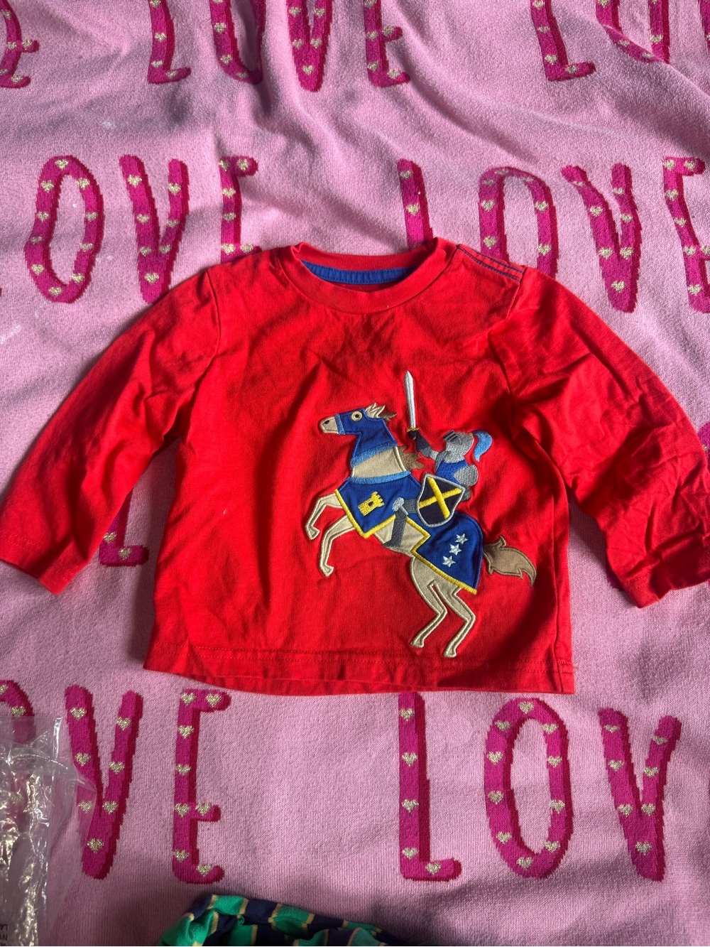 Gymboree Red Long-Sleeve Top with Knight Horse Appliqué